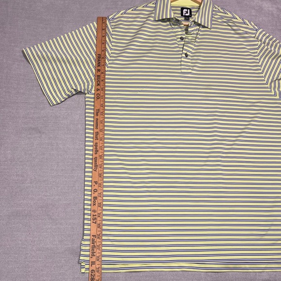 Footjoy FJ ProDry Pinstripe Golf Polo Shirt Men L Green Blue Short Sleeve Sport - Picture 6 of 8